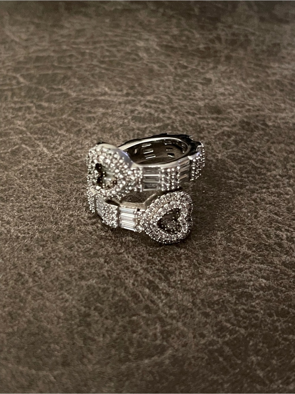 Sterling Silver Heart Halo Pavé Ring - Silver